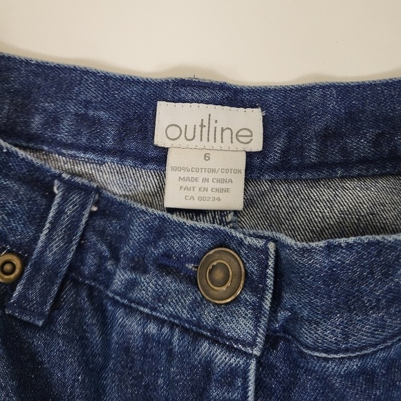 90’s Denim Midi Skirt knee length jean vintage front zipper slit pencil - Picture 4 of 8